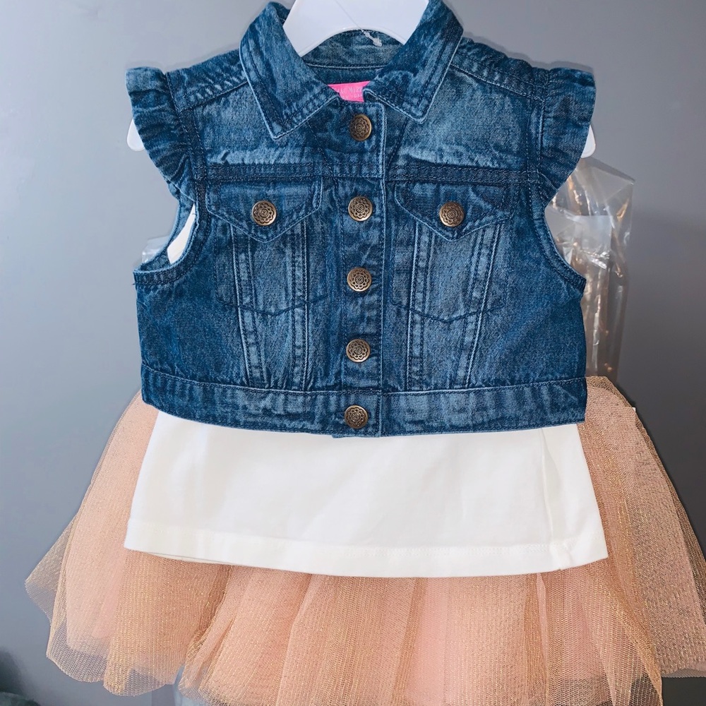 Girls Jean Vest and skirt Set